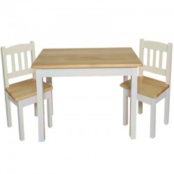 Biało - sosnowy stolik dziecięcy + krzesełka sosnowe dziecięce